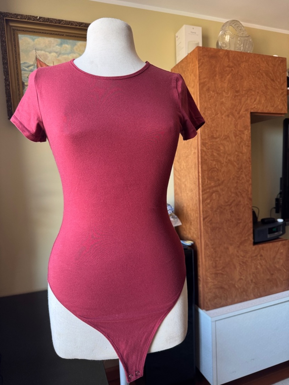 Abercrombie & Fitch Short Sleeve Bodysuit - Burgundy
